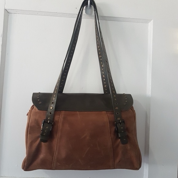 Joanel Y2K Leather and Suede Studded Shoulder Tote  Hand Bag - Picture 5 of 11